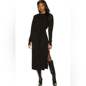 LPA Revolve Long Sleeve Ribbed Dress Black Knit Sweater Midi Size XS